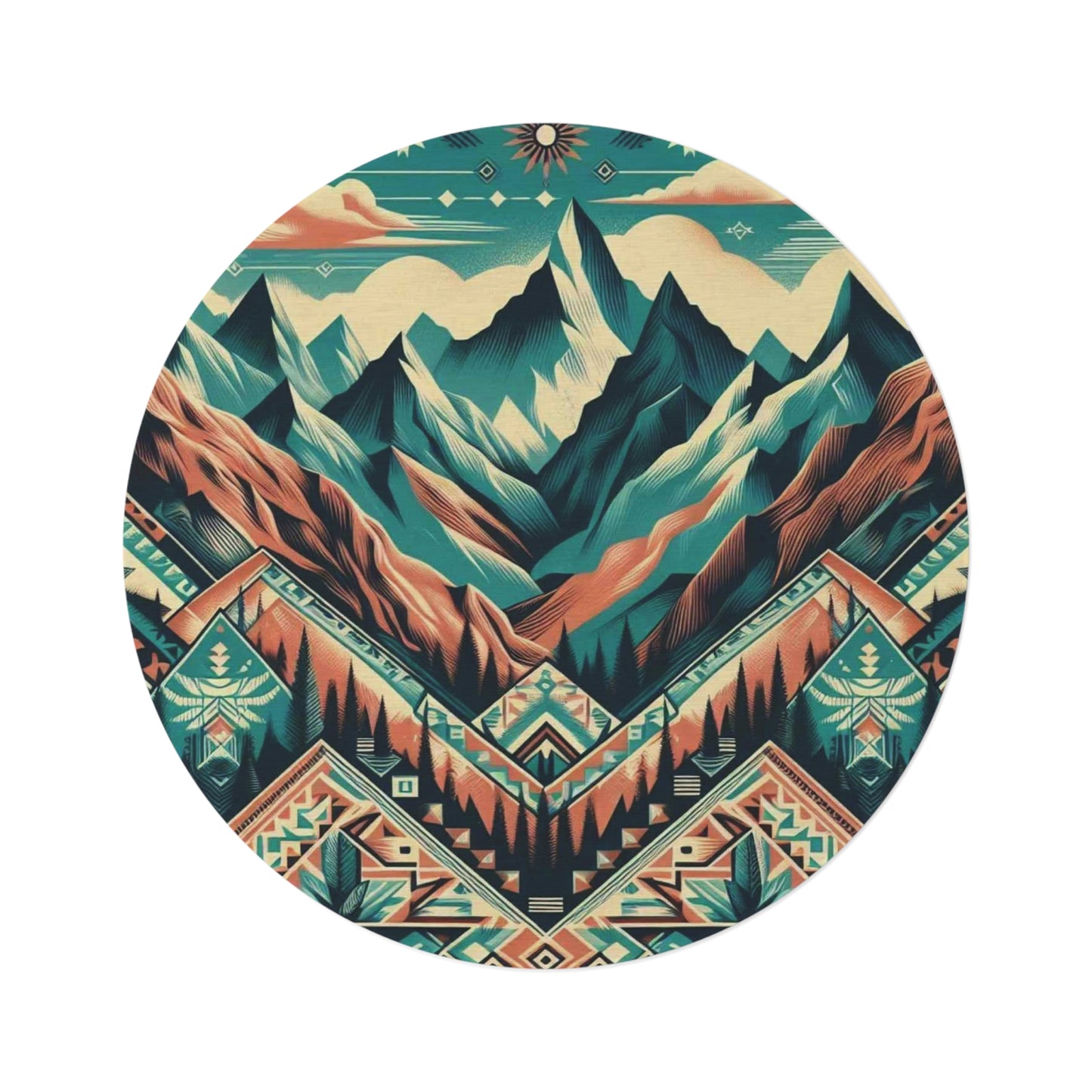 Round Rug - native print