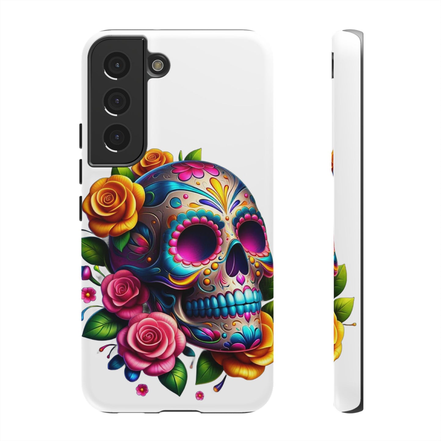 Phone Cases - Sugar Skull with Flowers Design