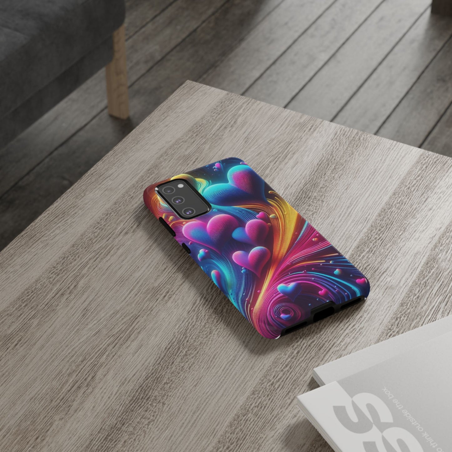 Phone Case - Floating Neon Hearts