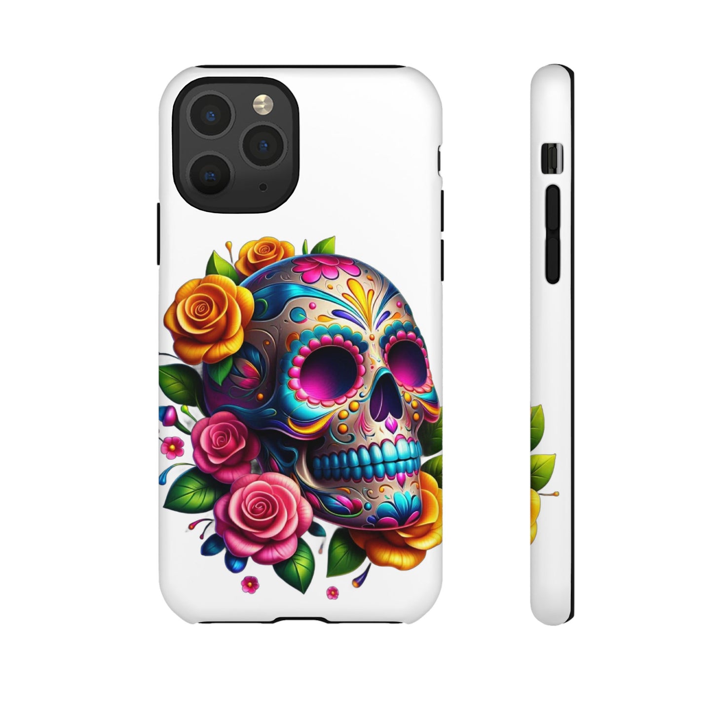 Phone Cases - Sugar Skull with Flowers Design