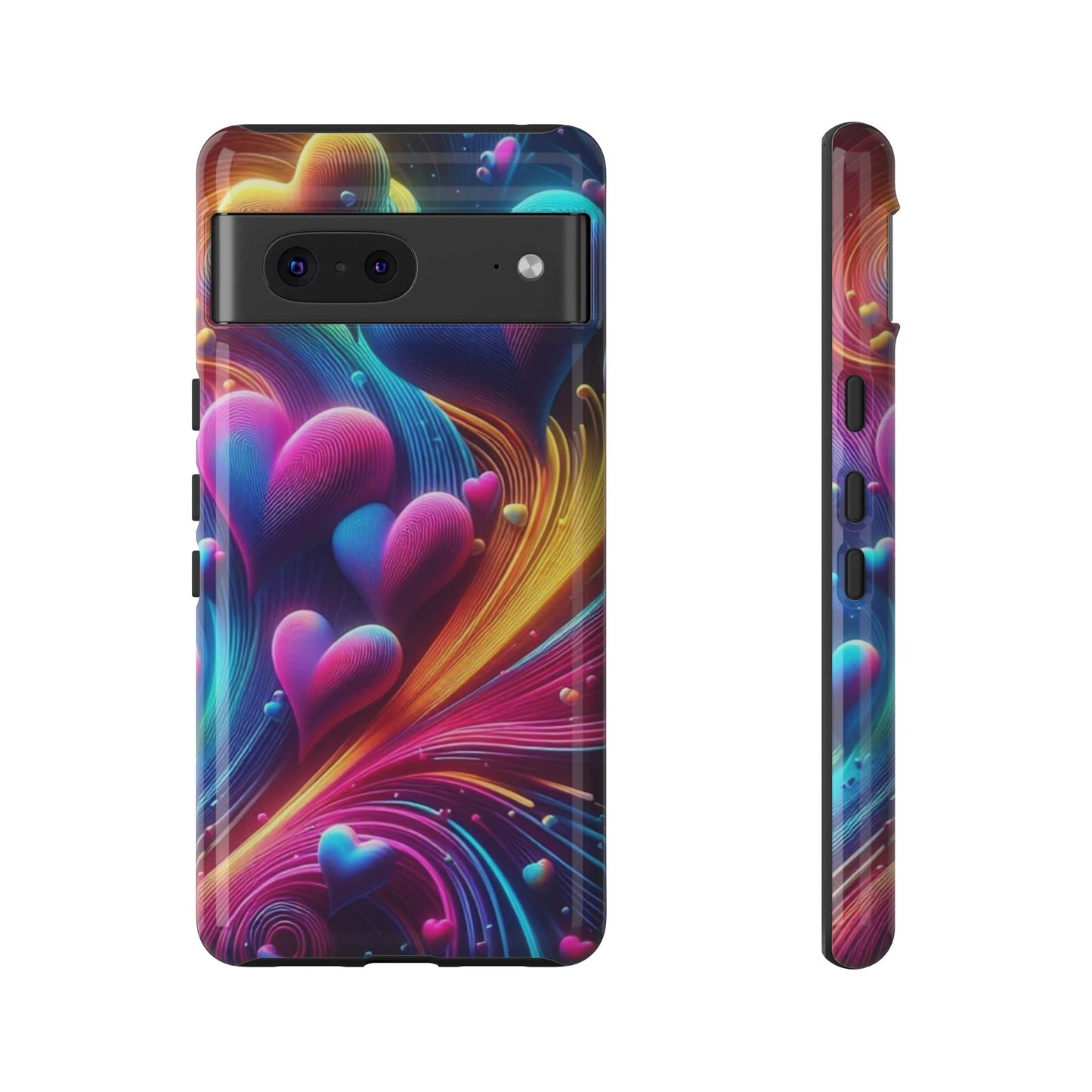 Phone Case - Floating Neon Hearts