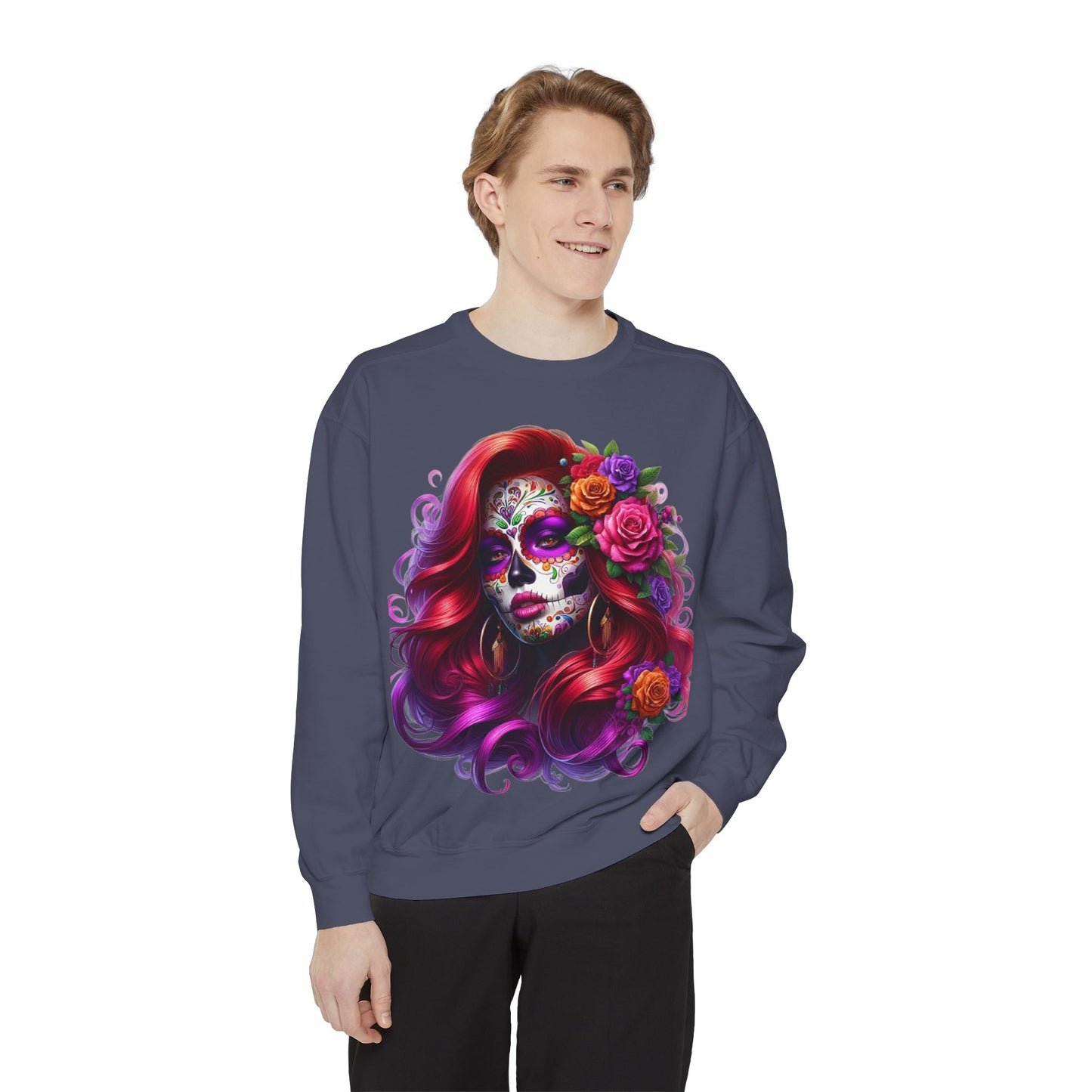 Sugar Skull Lady Thinking Sweatshirt
