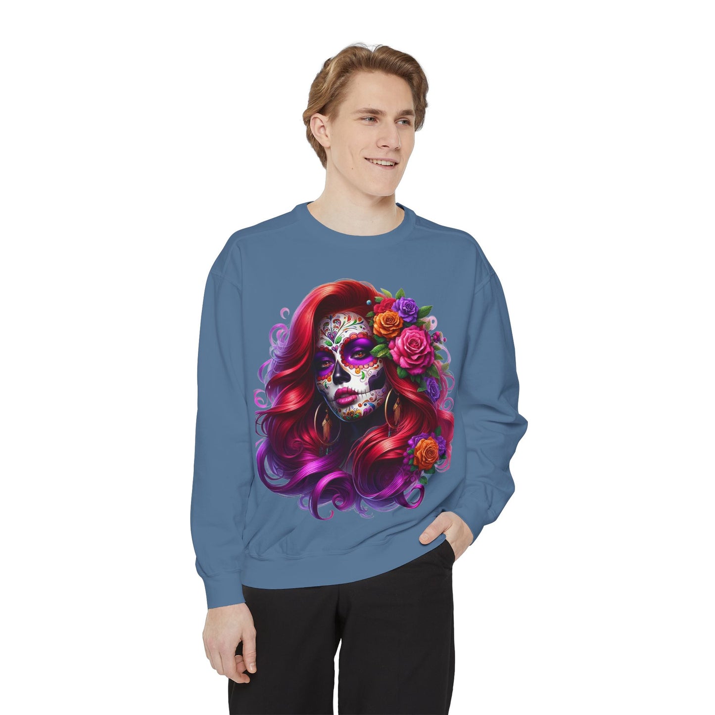 Sugar Skull Lady Thinking Sweatshirt