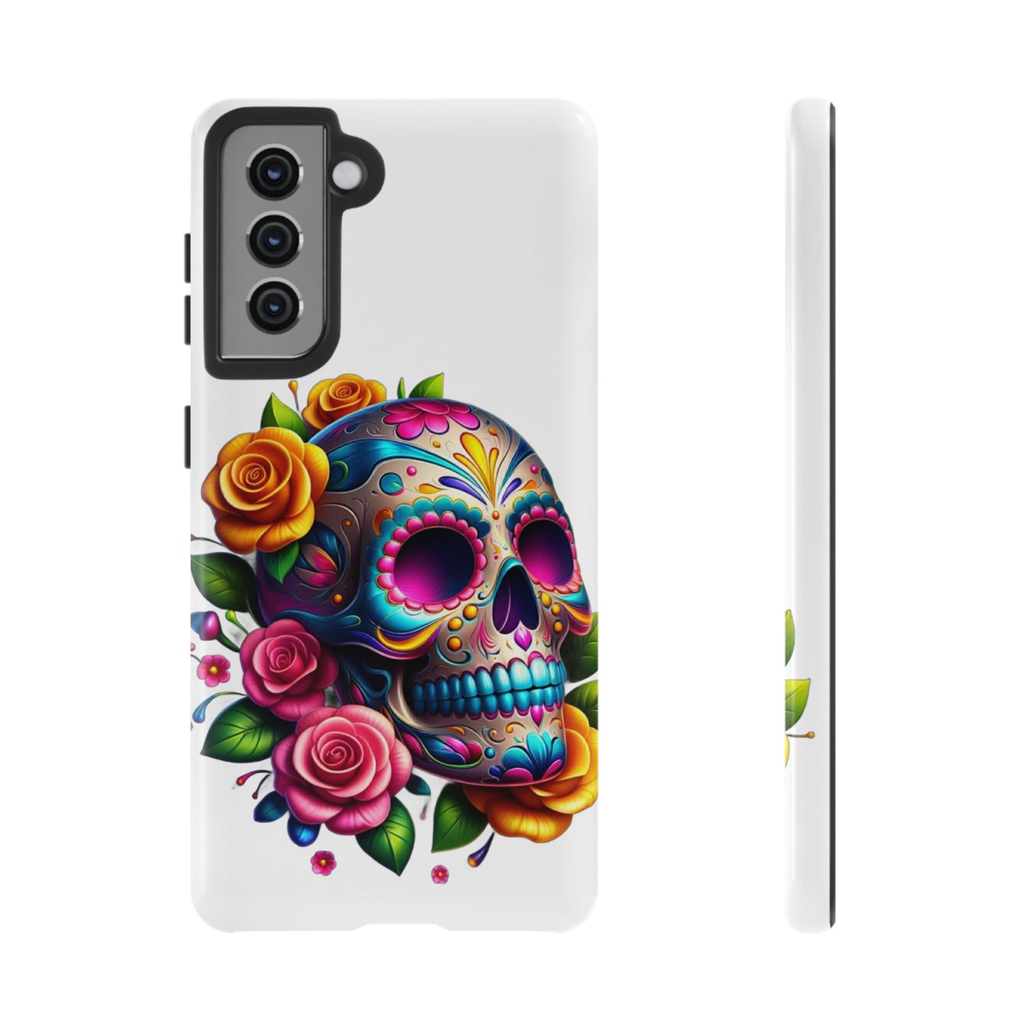 Phone Cases - Sugar Skull with Flowers Design