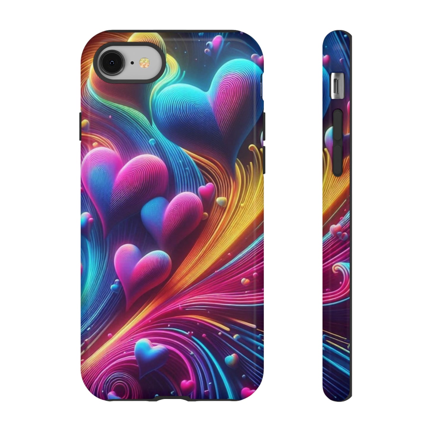 Phone Case - Floating Neon Hearts