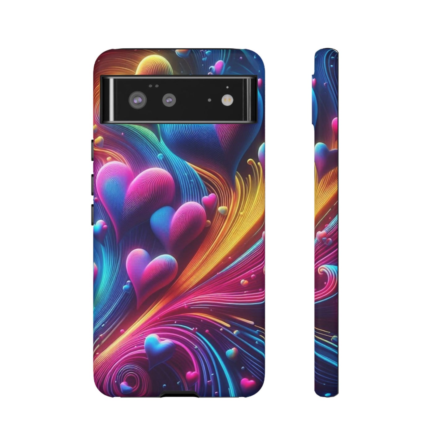 Phone Case - Floating Neon Hearts