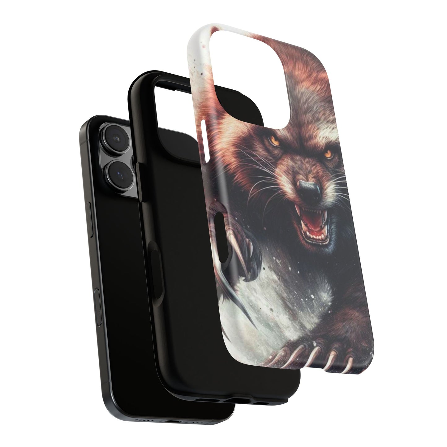 Wolverine snarling with claws out on a phone case.