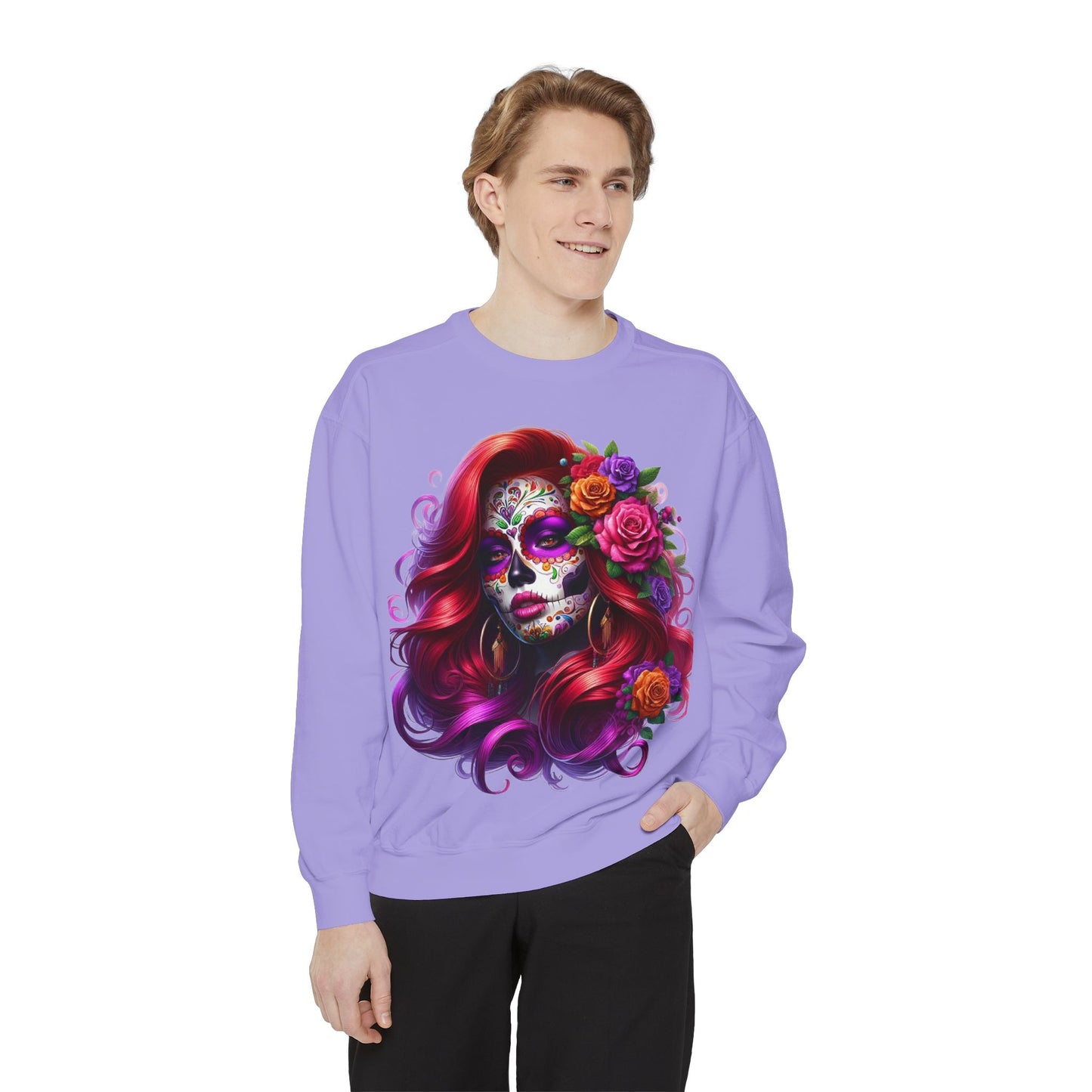 Sugar Skull Lady Thinking Sweatshirt