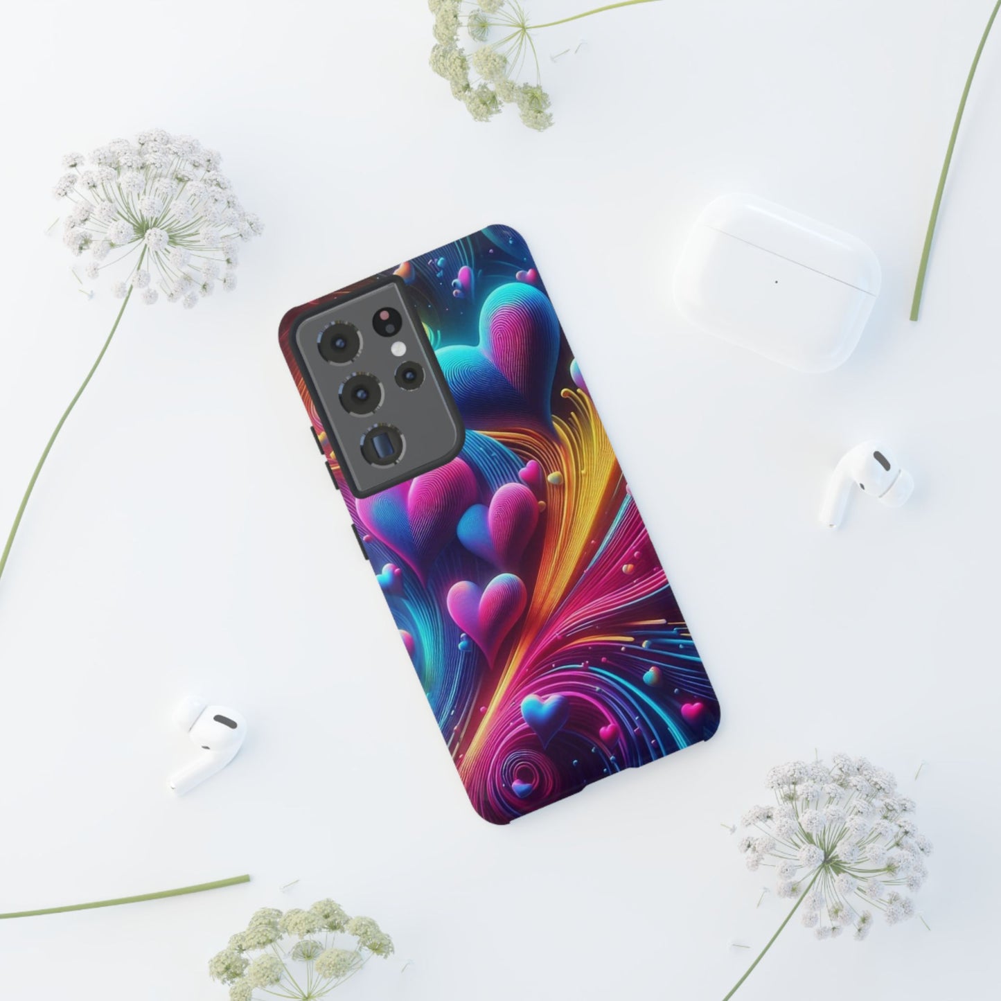Phone Case - Floating Neon Hearts