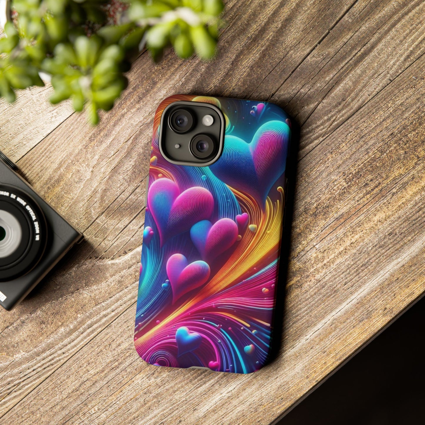 Phone Case - Floating Neon Hearts