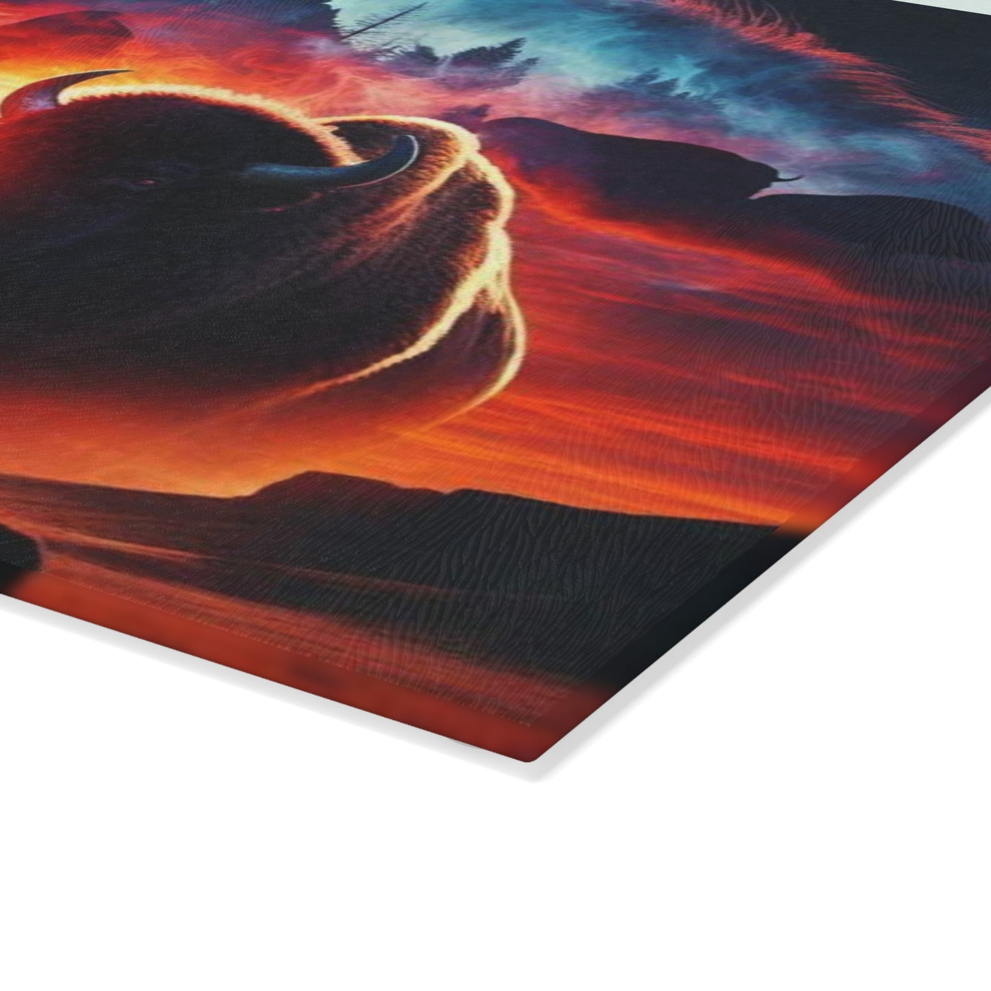 Glass Cutting Board - Horse and Bison
