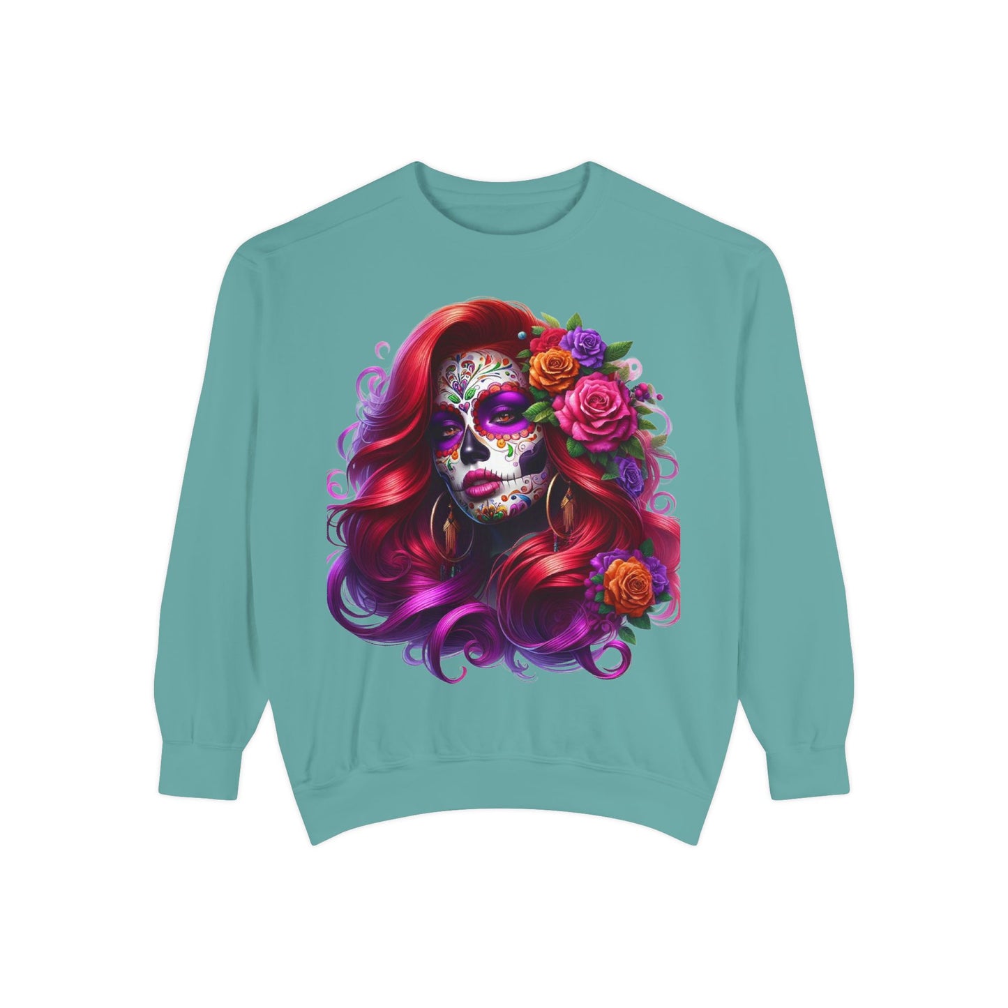 Sugar Skull Lady Thinking Sweatshirt