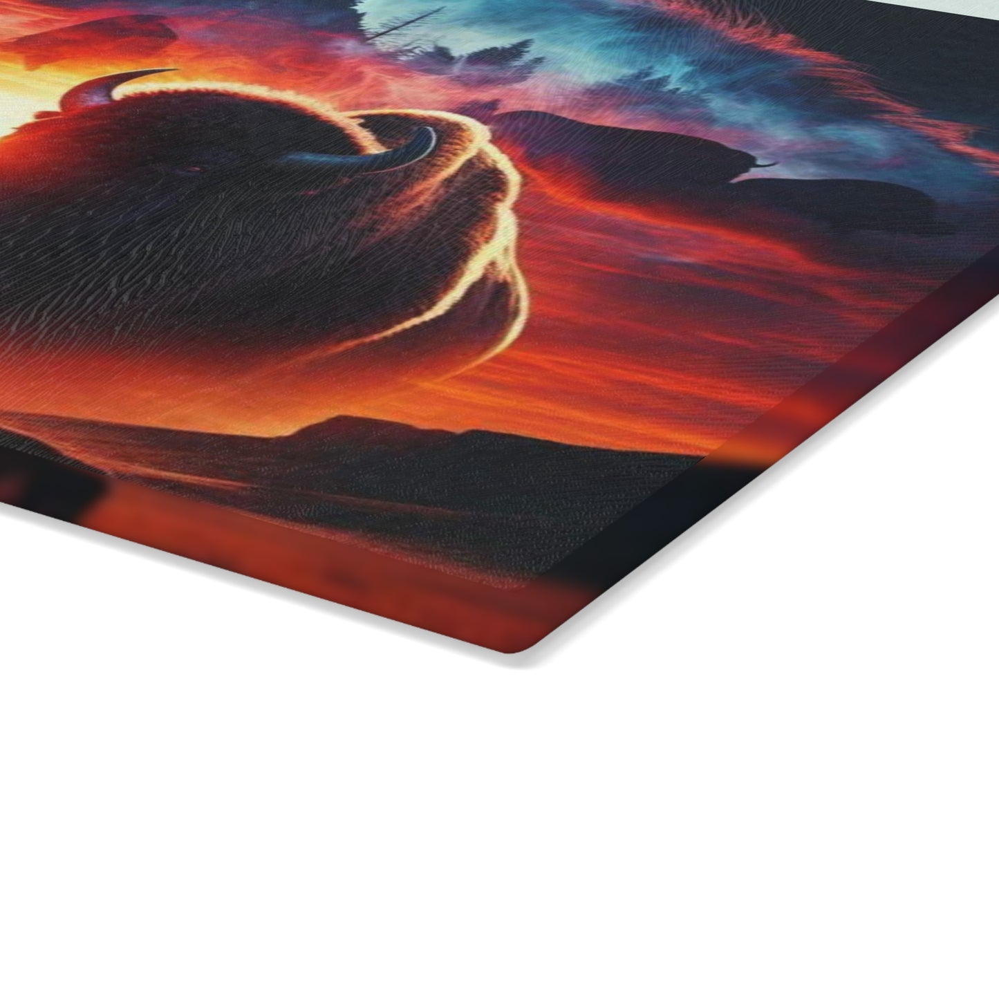 Glass Cutting Board - Horse and Bison