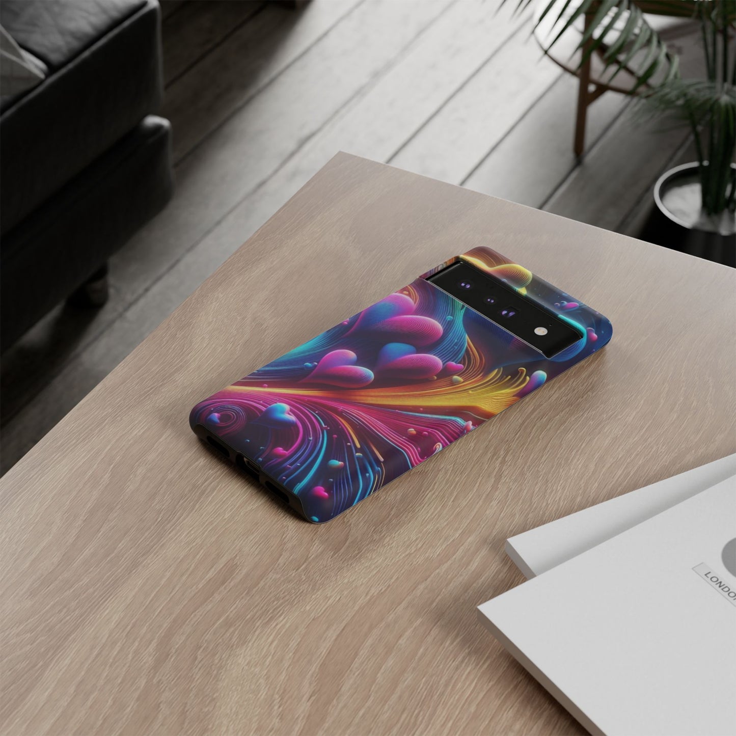 Phone Case - Floating Neon Hearts