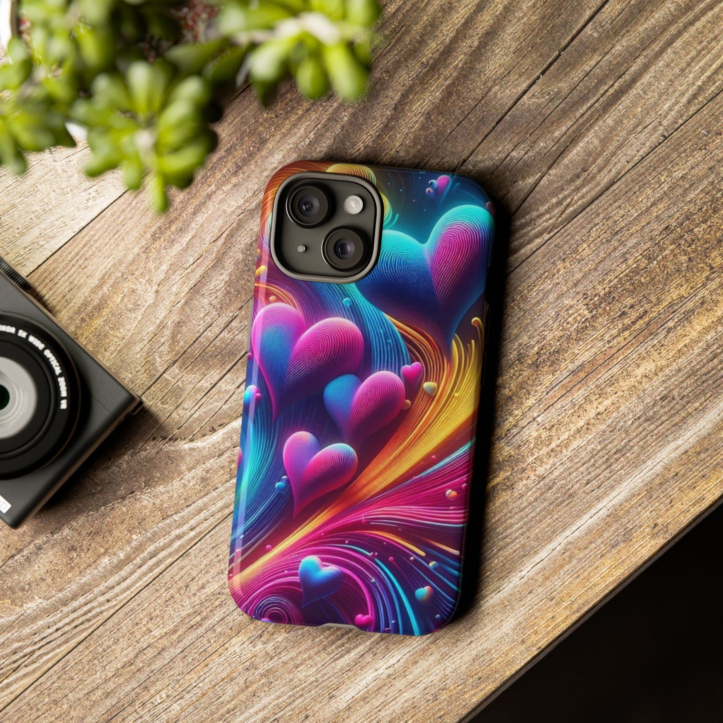 Phone Case - Floating Neon Hearts
