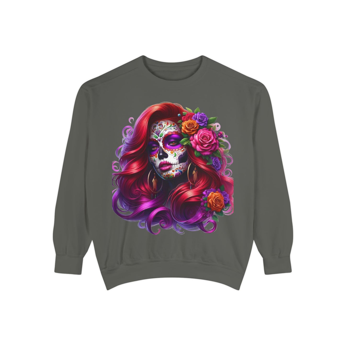 Sugar Skull Lady Thinking Sweatshirt