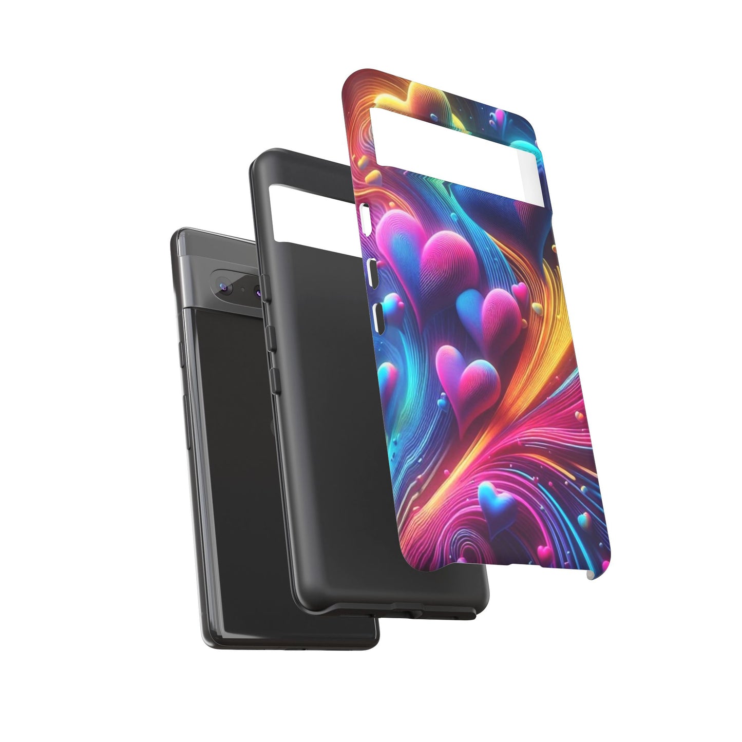 Phone Case - Floating Neon Hearts