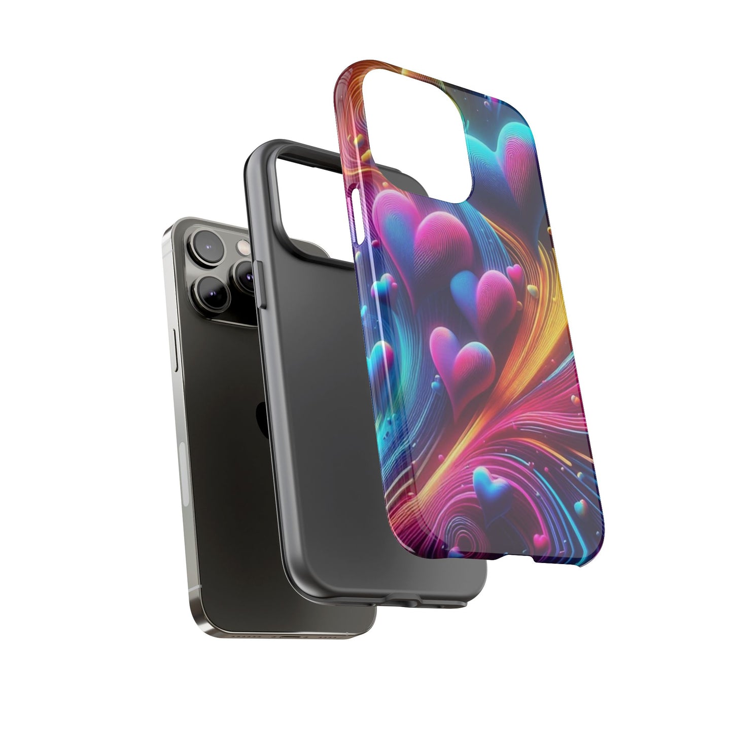 Phone Case - Floating Neon Hearts