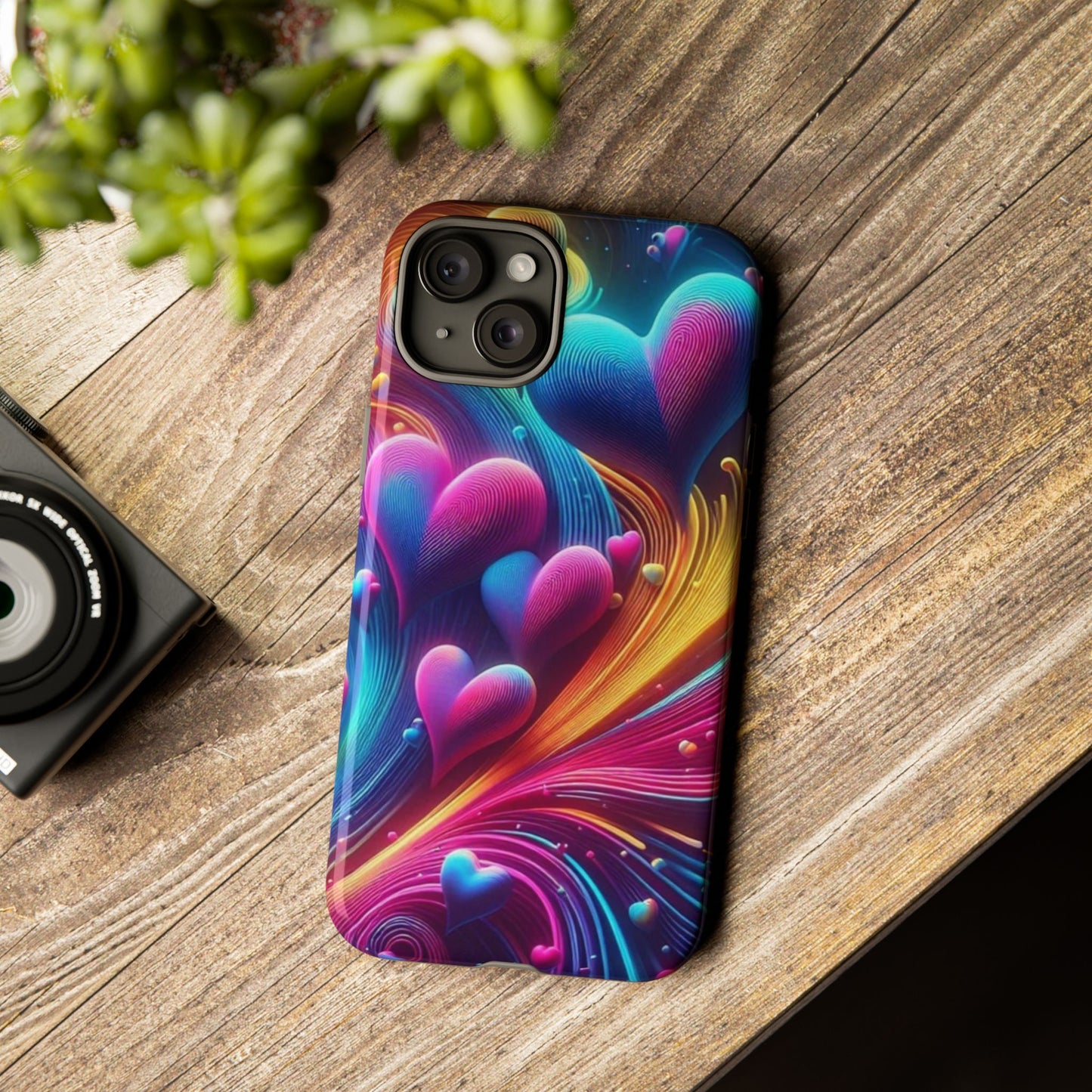 Phone Case - Floating Neon Hearts
