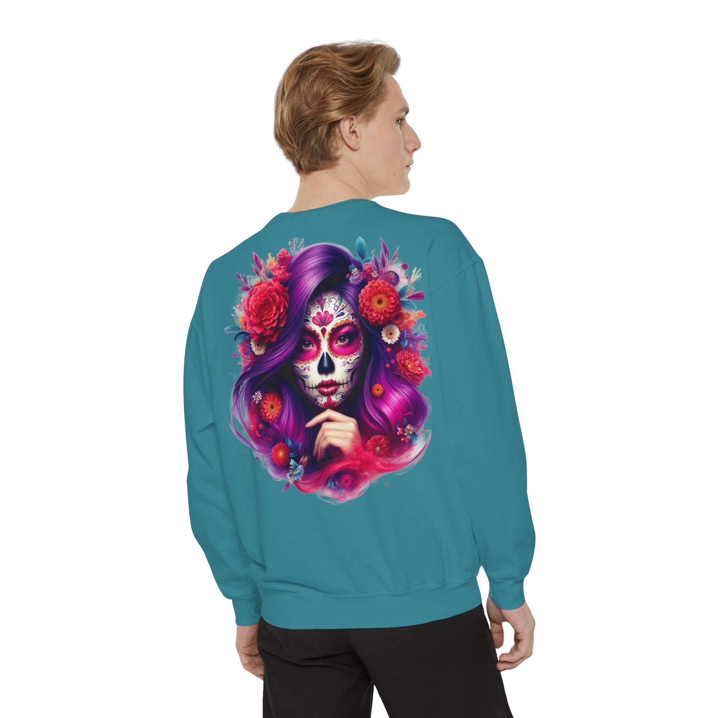 Sugar Skull Lady Thinking Sweatshirt