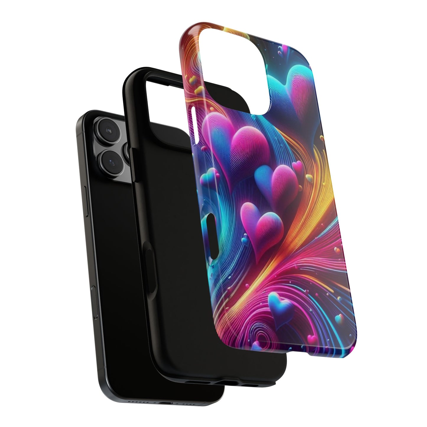 Phone Case - Floating Neon Hearts