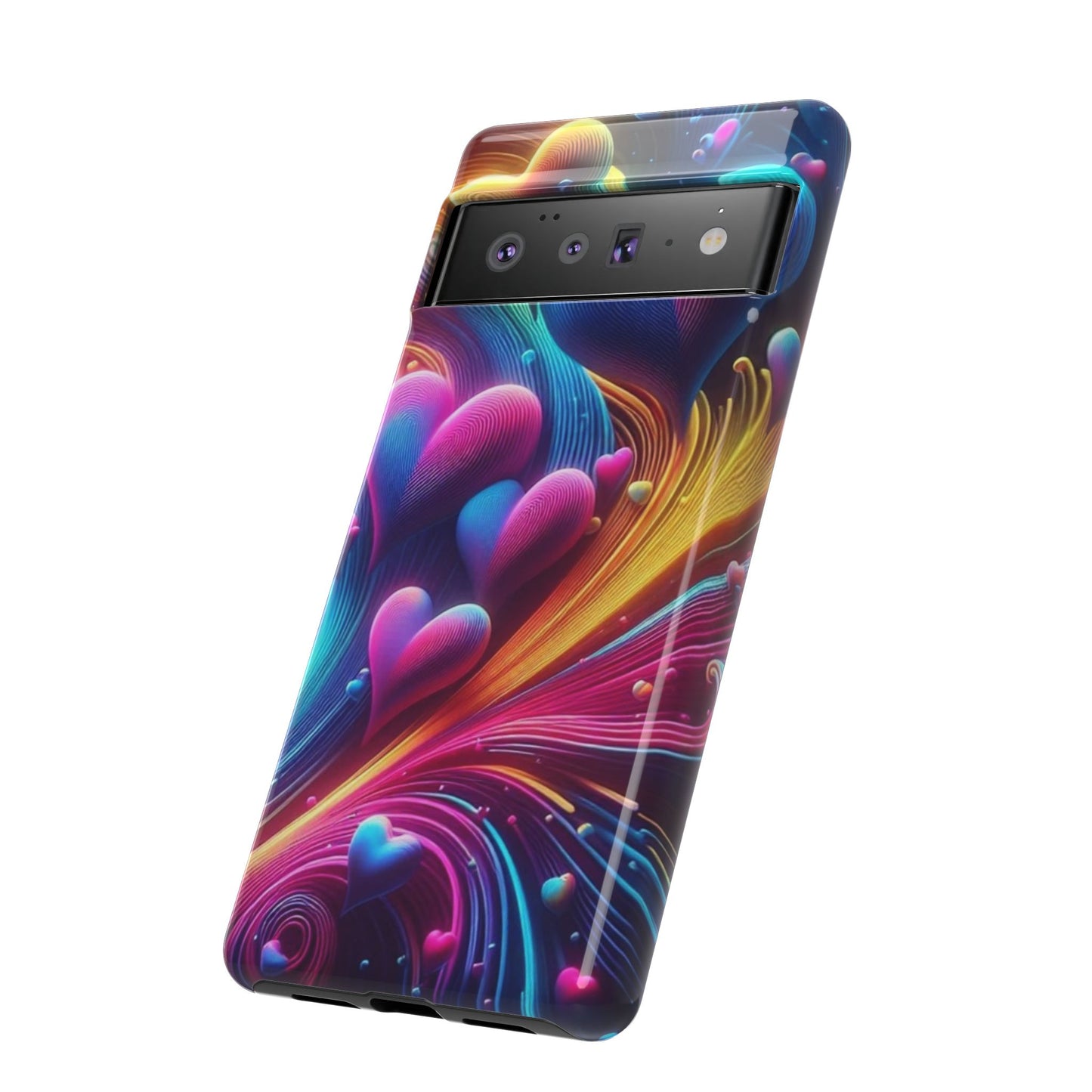 Phone Case - Floating Neon Hearts