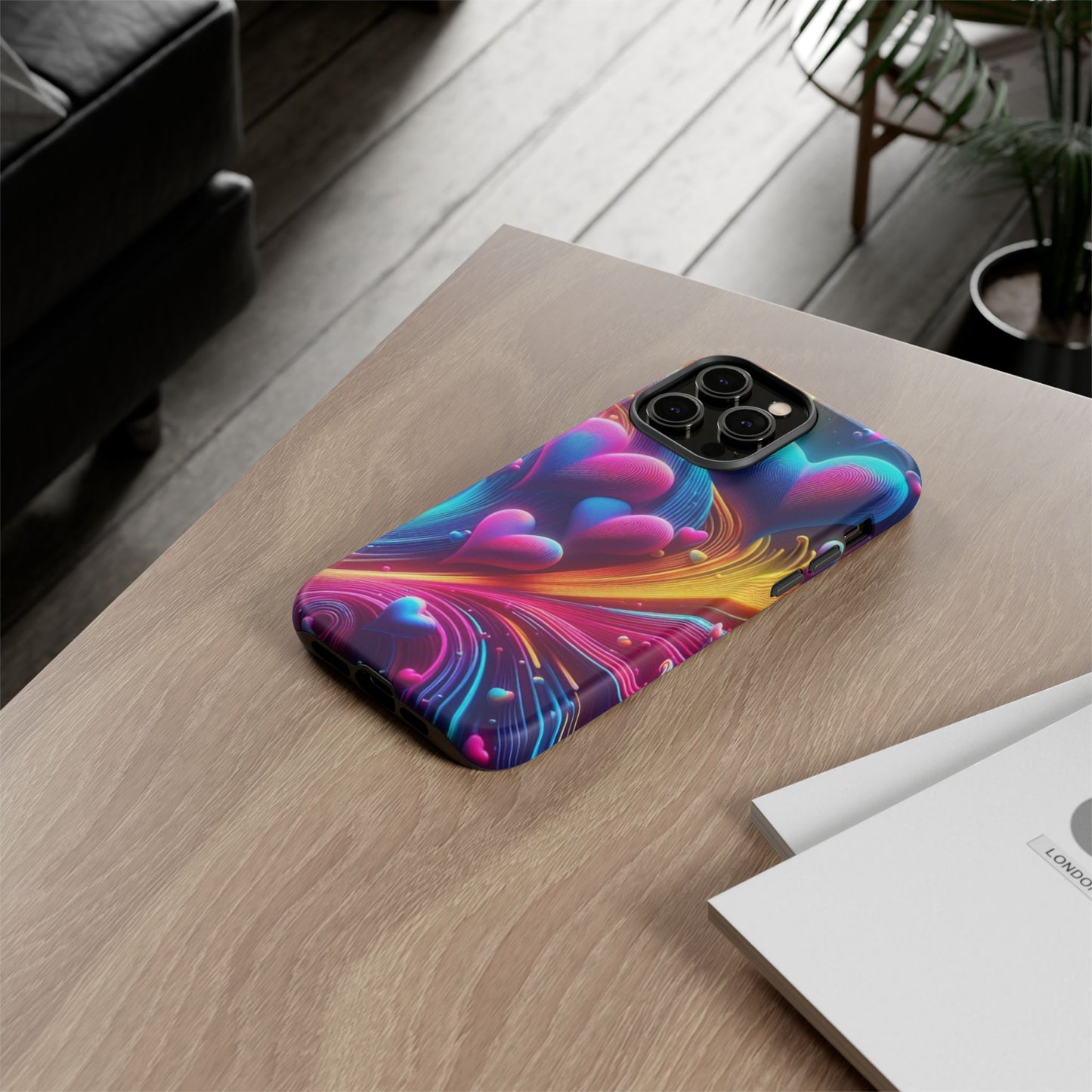 Phone Case - Floating Neon Hearts