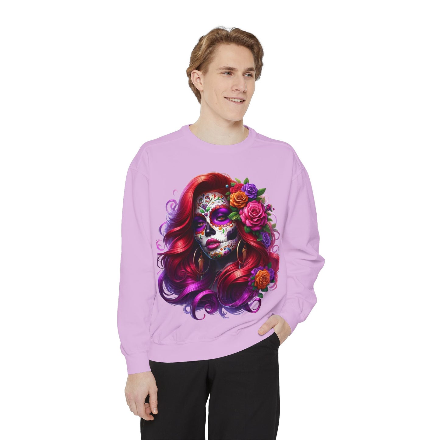 Sugar Skull Lady Thinking Sweatshirt