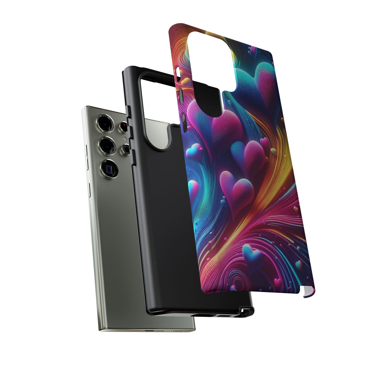 Phone Case - Floating Neon Hearts