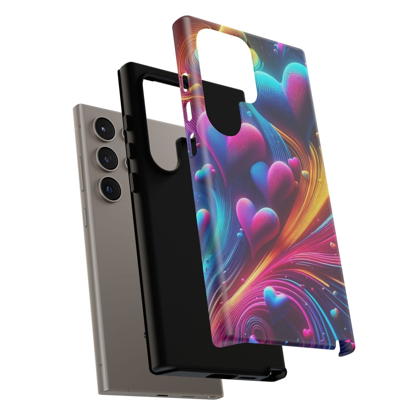 Phone Case - Floating Neon Hearts