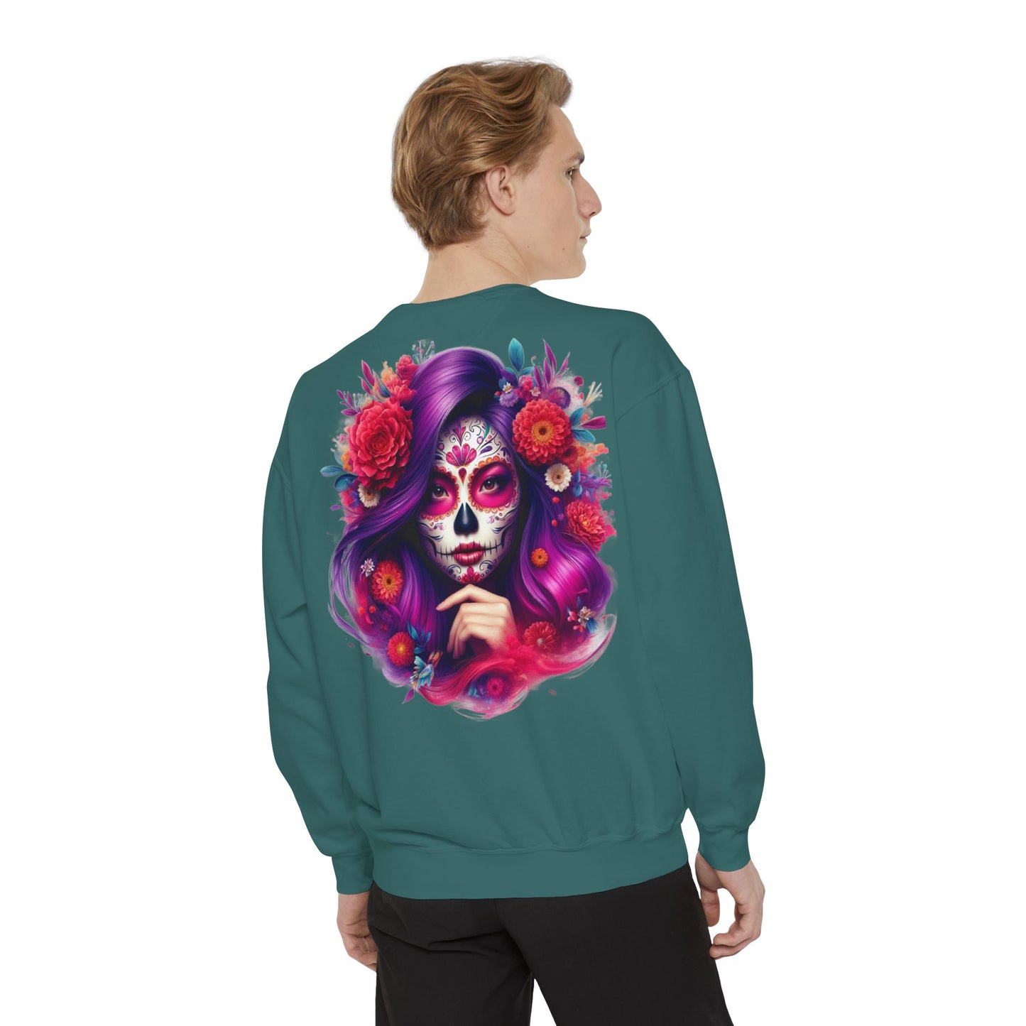 Sugar Skull Lady Thinking Sweatshirt