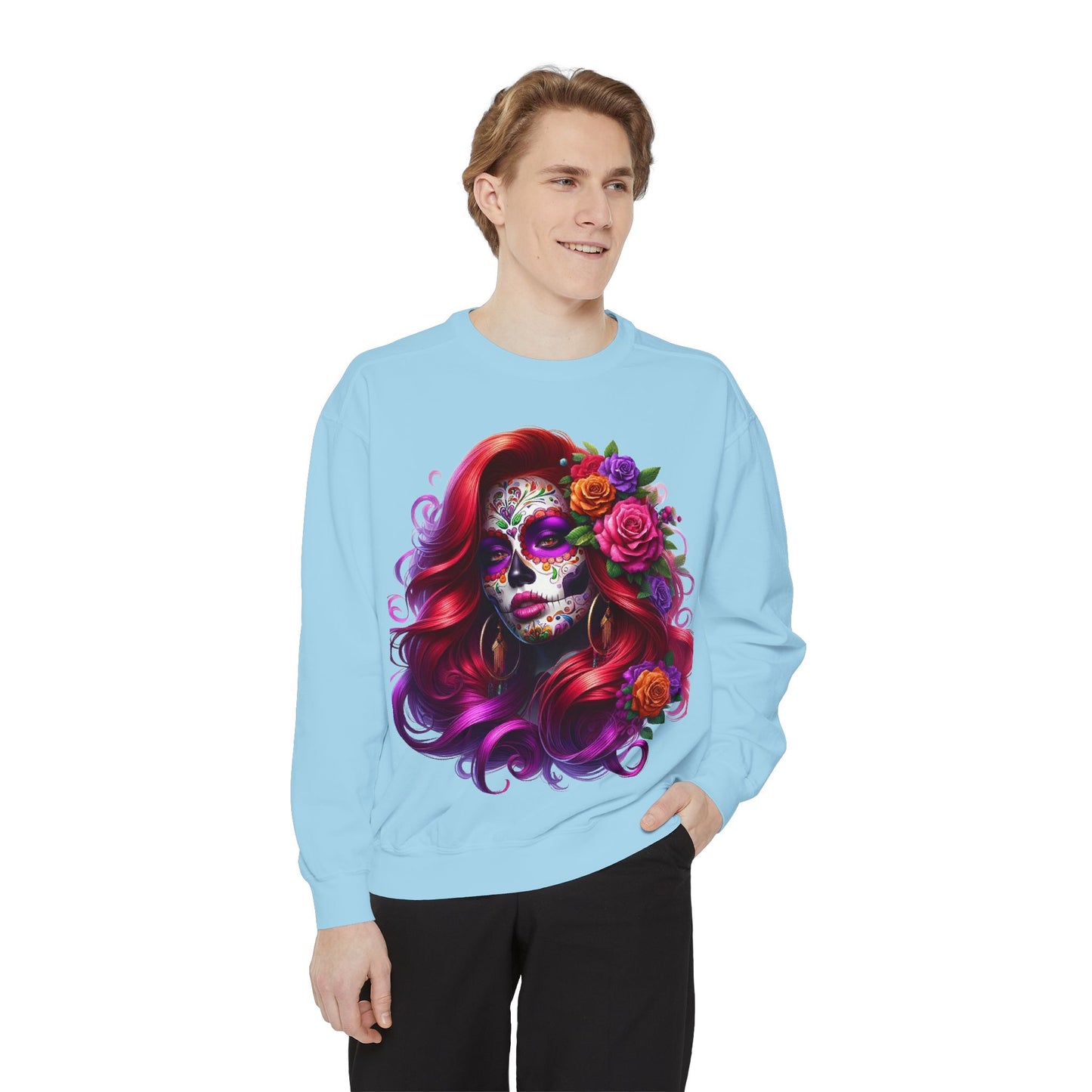 Sugar Skull Lady Thinking Sweatshirt