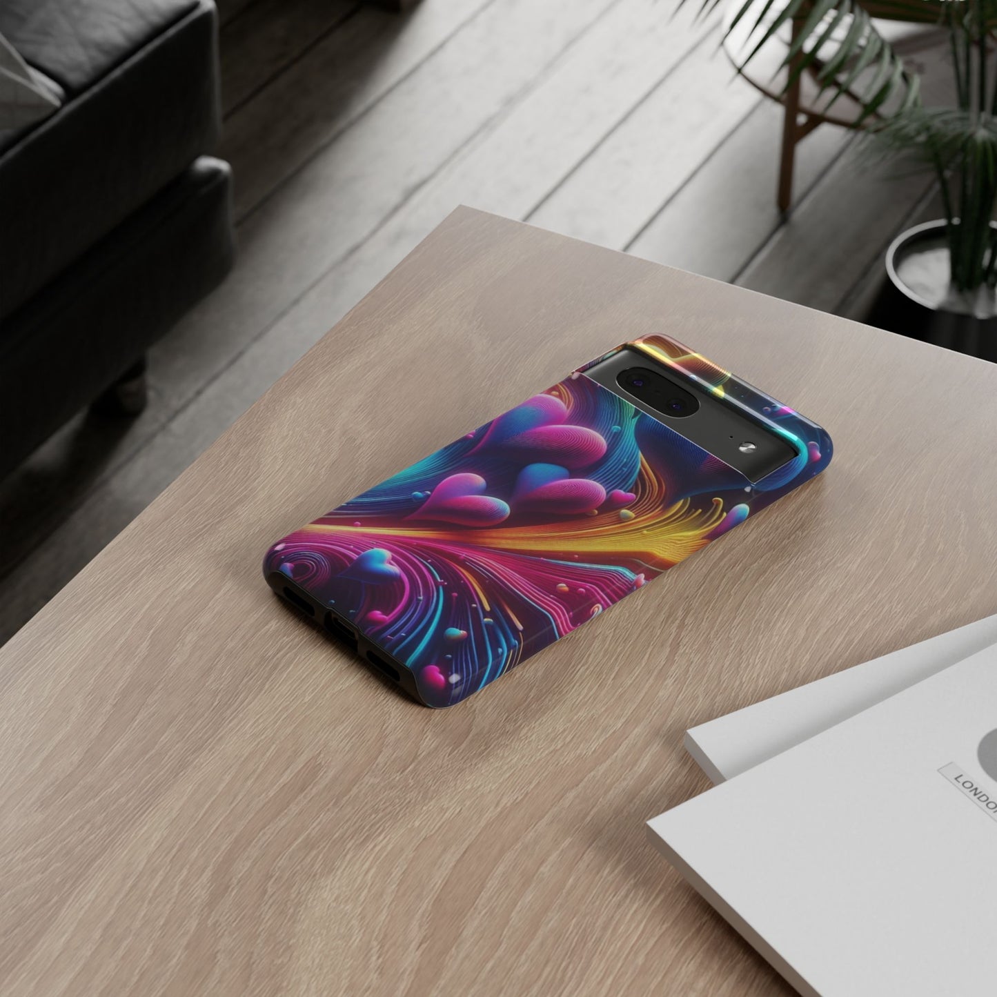 Phone Case - Floating Neon Hearts