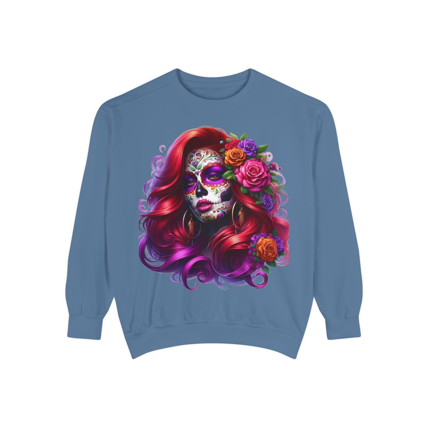 Sugar Skull Lady Thinking Sweatshirt