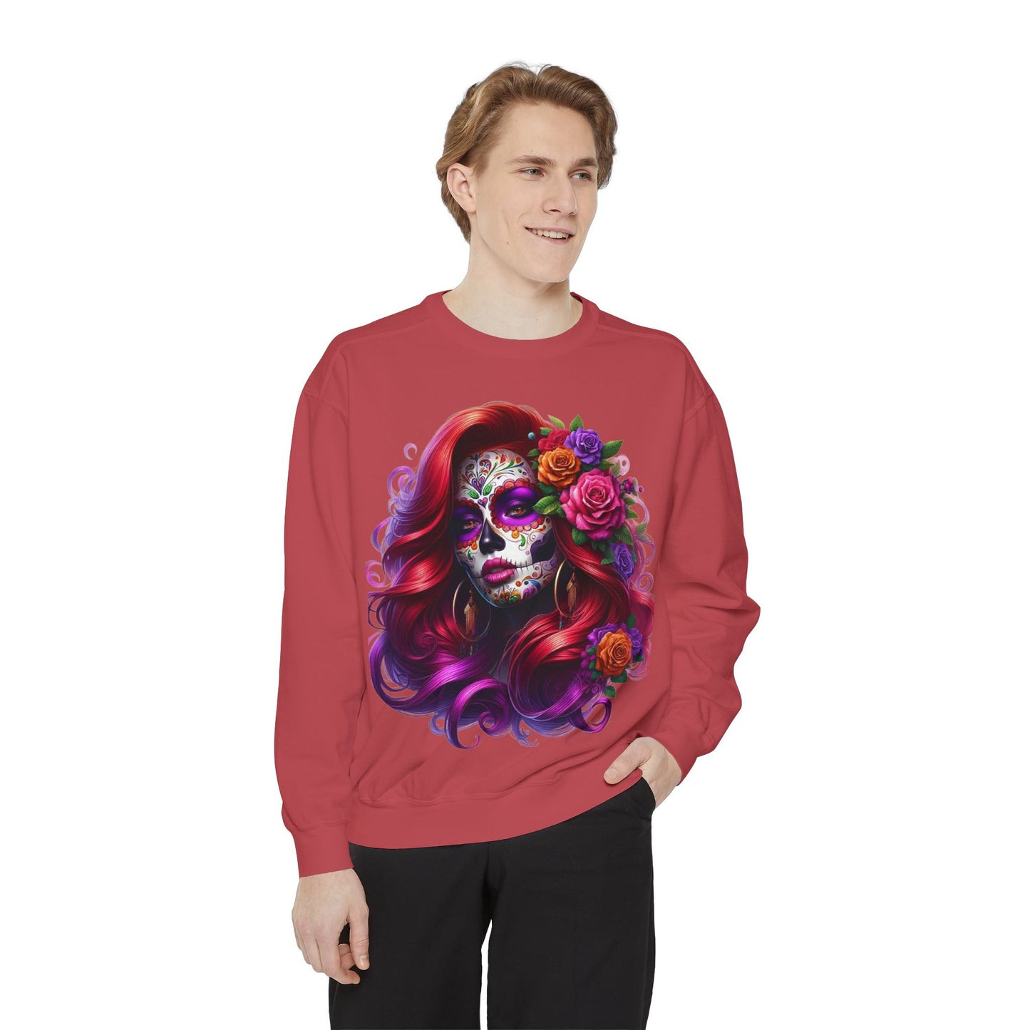 Sugar Skull Lady Thinking Sweatshirt