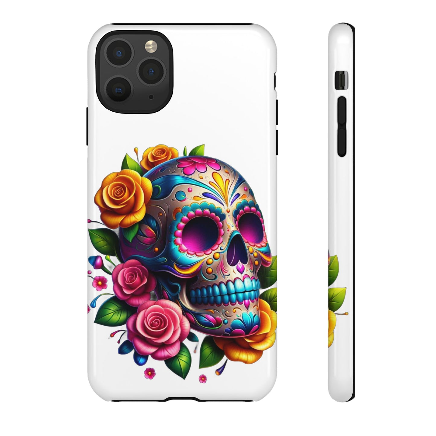 Phone Cases - Sugar Skull with Flowers Design