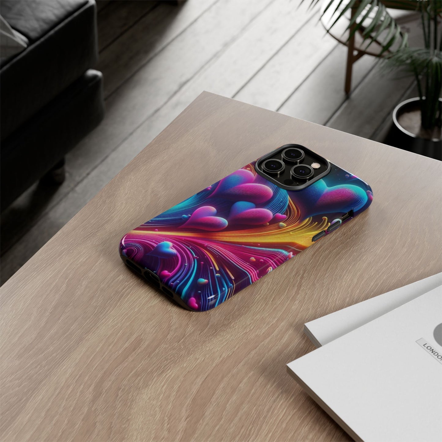 Phone Case - Floating Neon Hearts