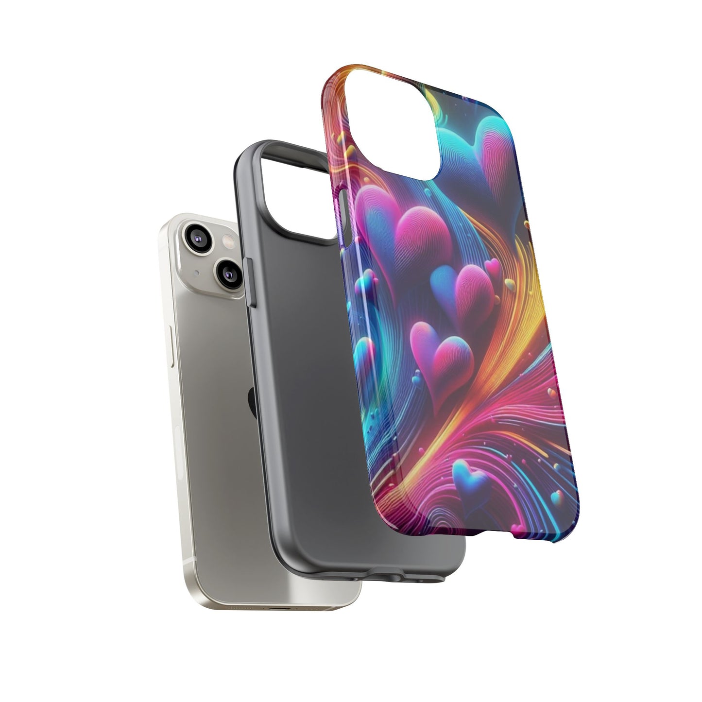 Phone Case - Floating Neon Hearts