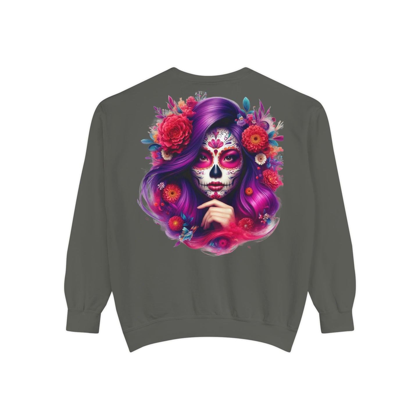 Sugar Skull Lady Thinking Sweatshirt