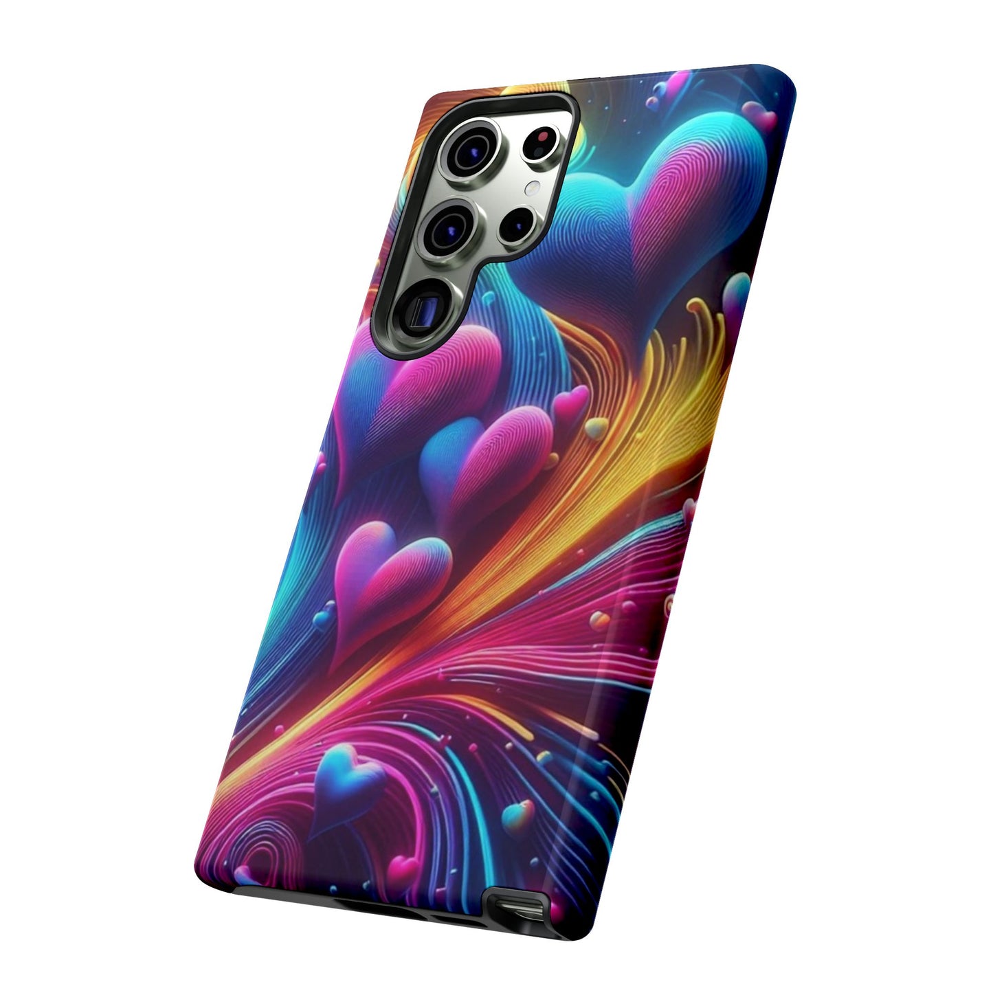 Phone Case - Floating Neon Hearts