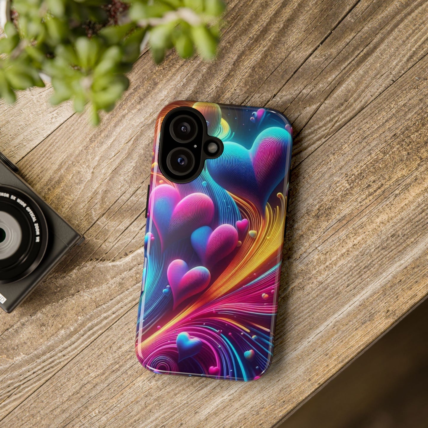 Phone Case - Floating Neon Hearts