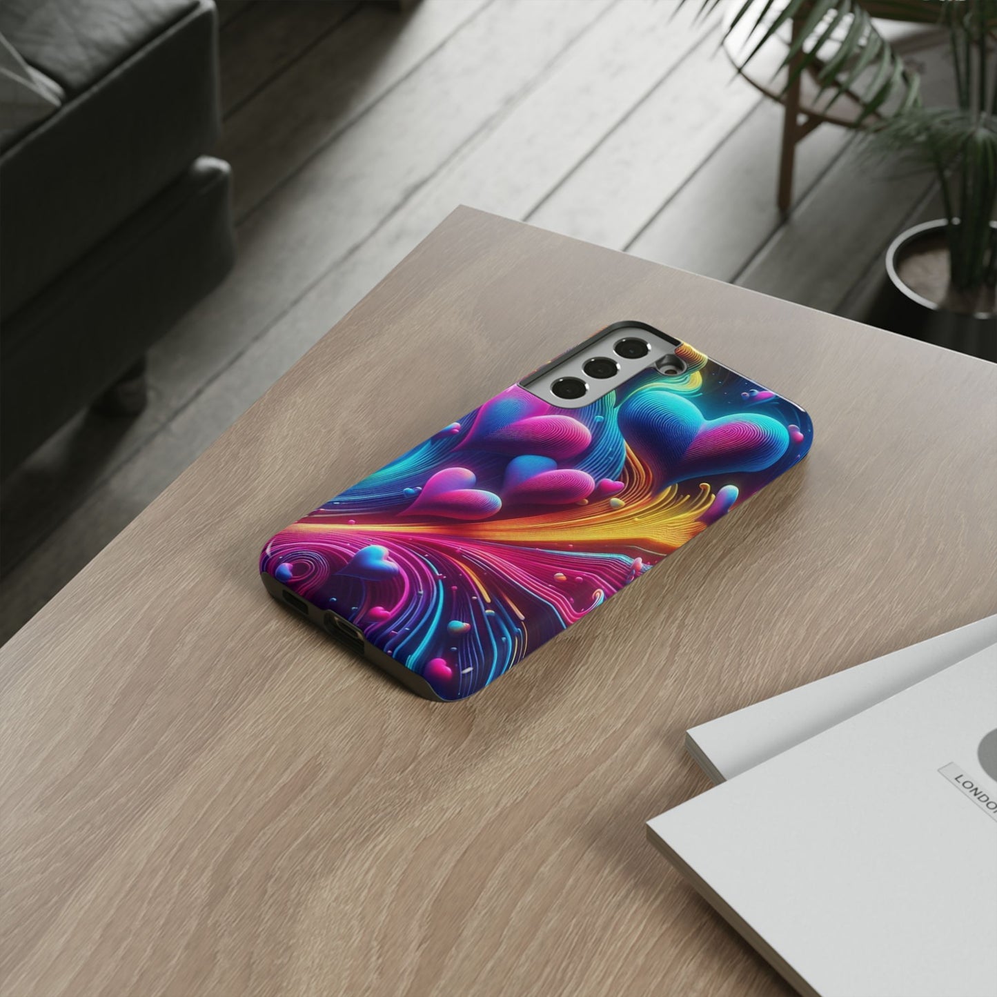 Phone Case - Floating Neon Hearts