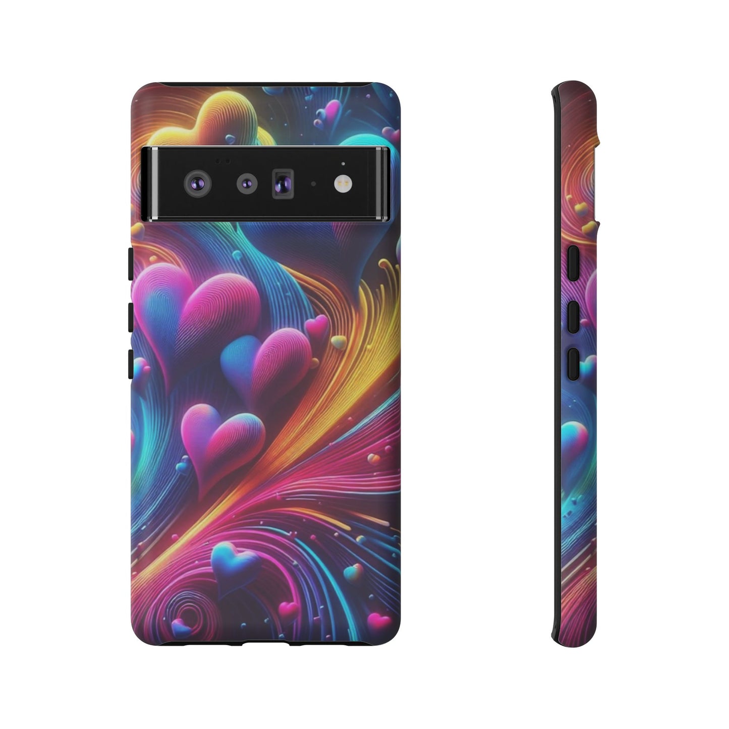 Phone Case - Floating Neon Hearts