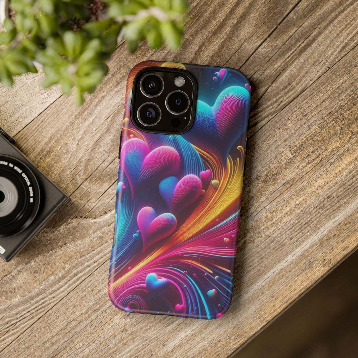 Phone Case - Floating Neon Hearts