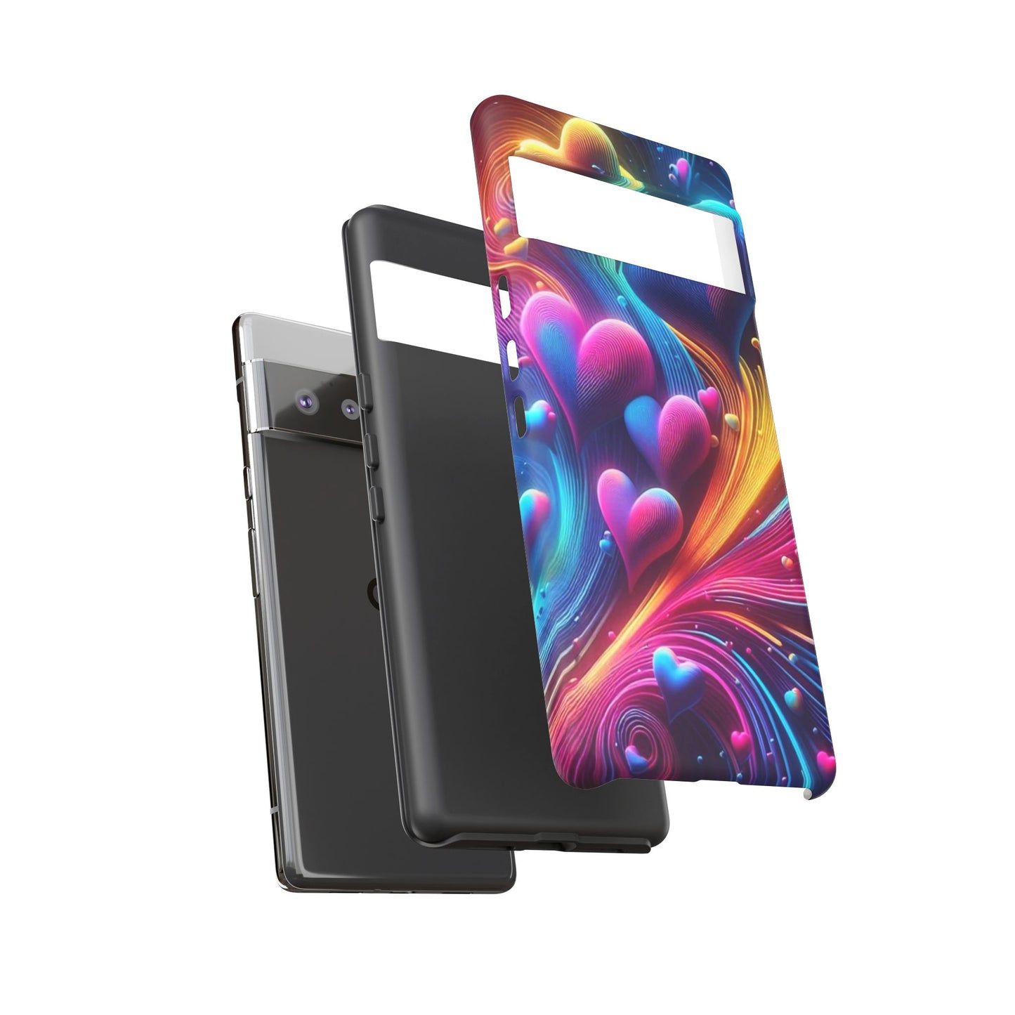 Phone Case - Floating Neon Hearts