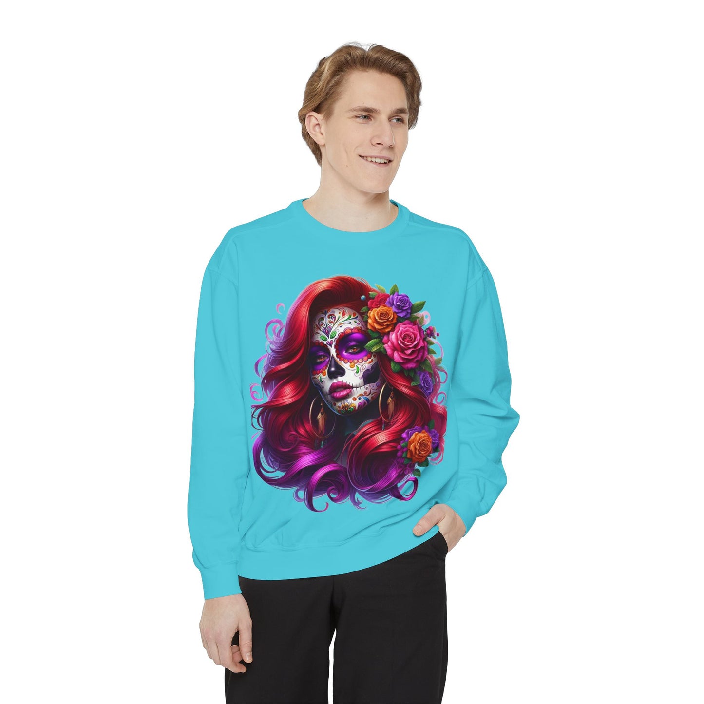 Sugar Skull Lady Thinking Sweatshirt