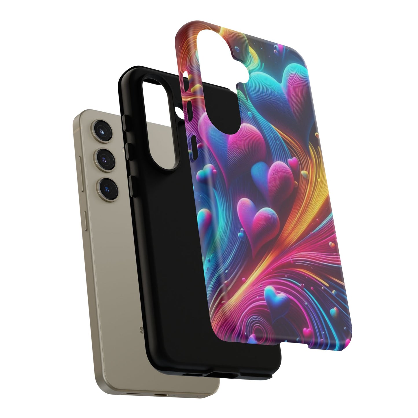 Phone Case - Floating Neon Hearts