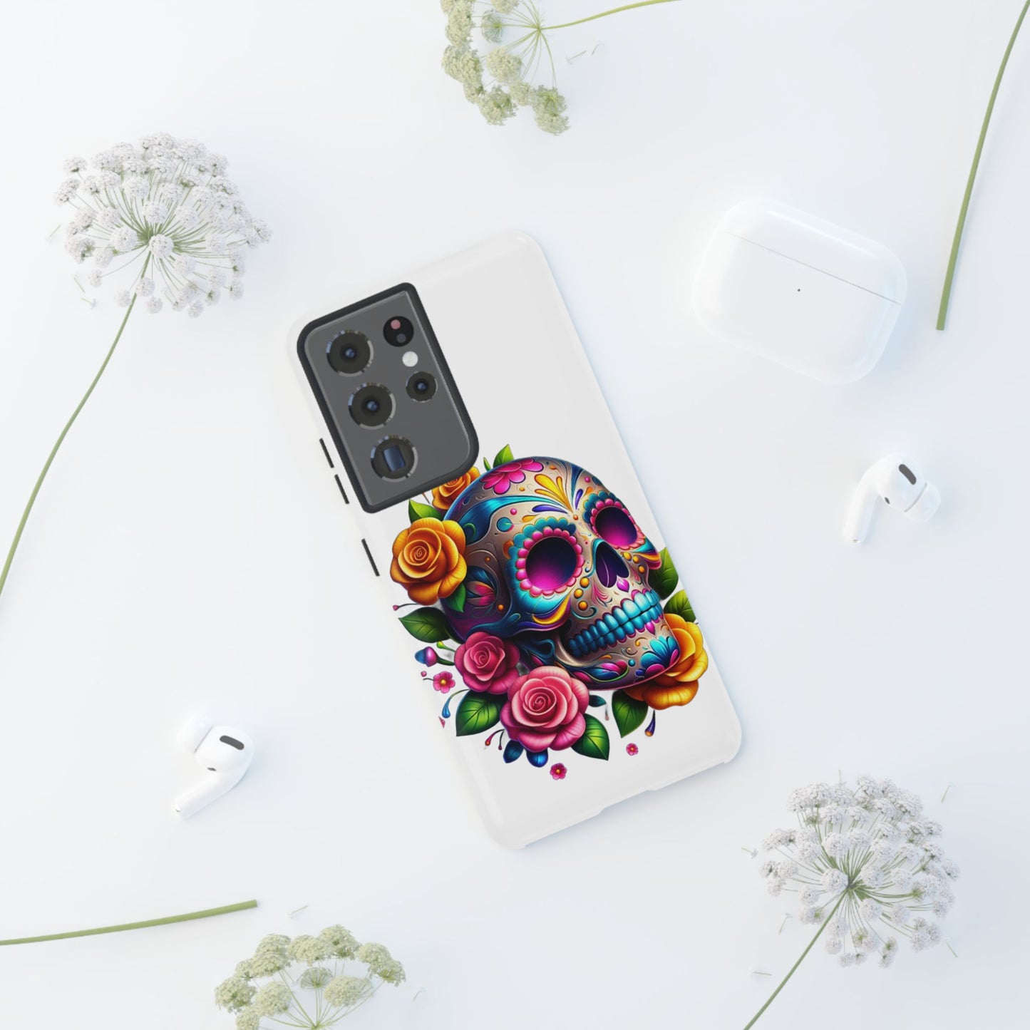 Phone Cases - Sugar Skull with Flowers Design