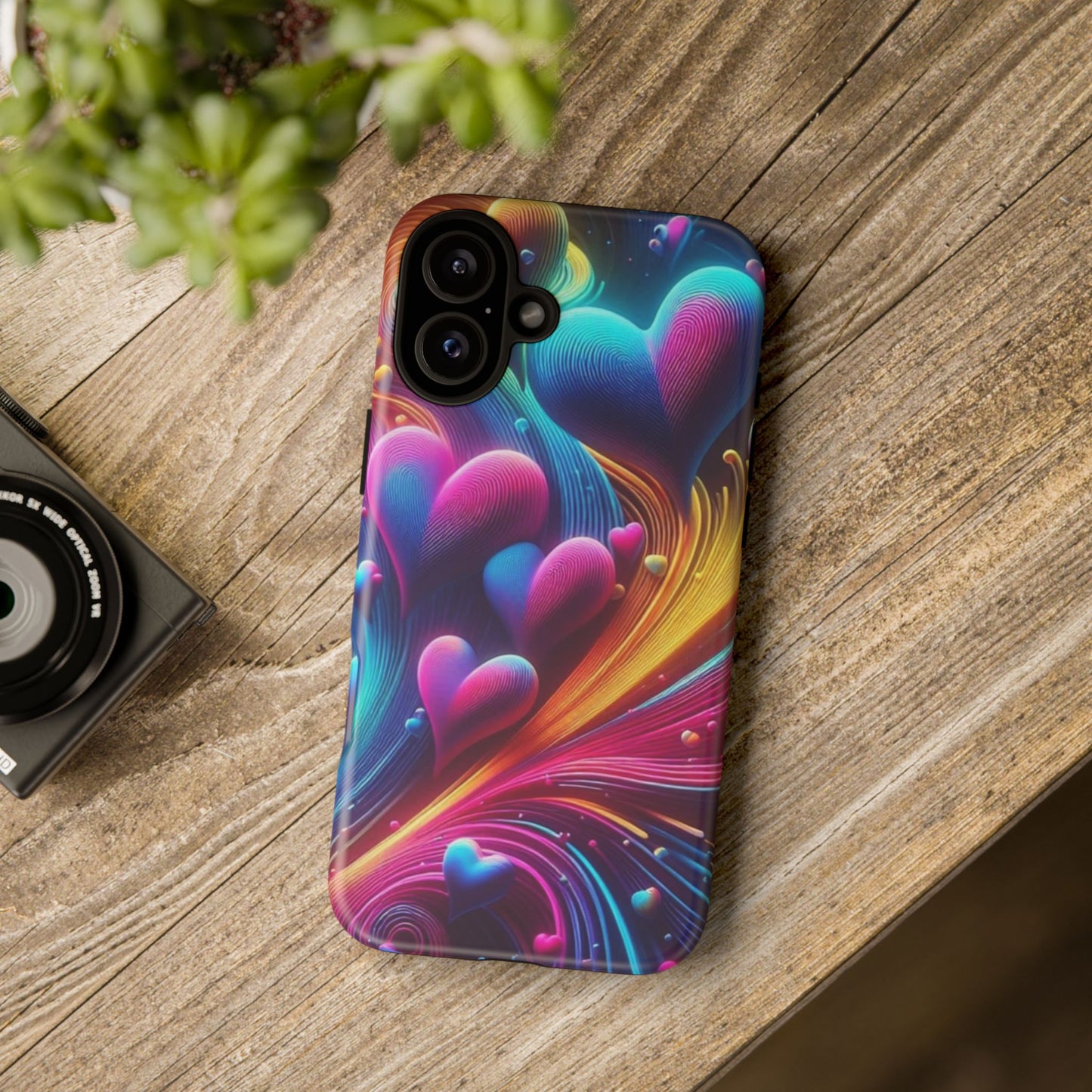 Phone Case - Floating Neon Hearts