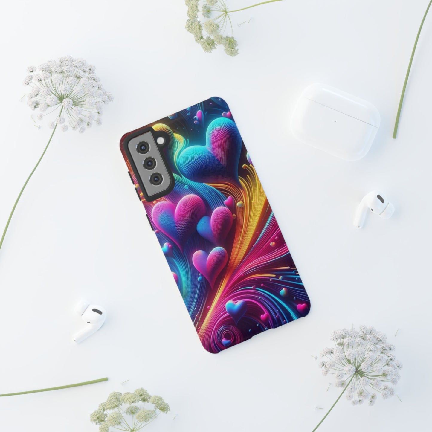 Phone Case - Floating Neon Hearts